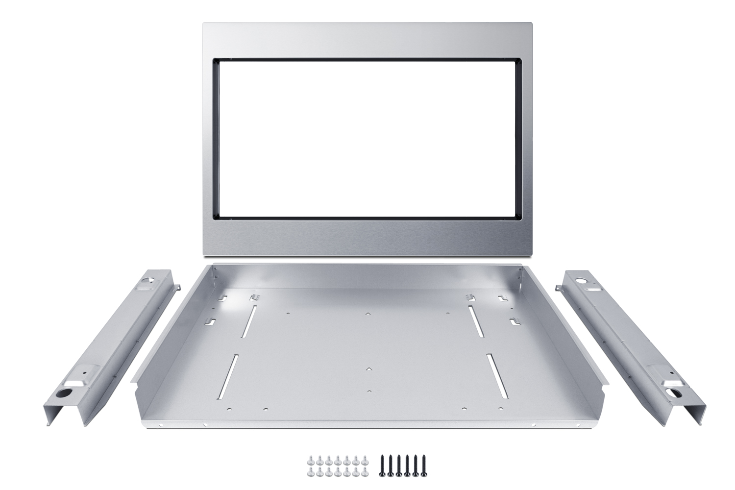 Trim kit with frame, base, rails, and screws to install model SMBI27 into 27